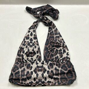 Rooscier Deep V Neck Halter Tie Back Sleeveless Backless Cami Crop Top